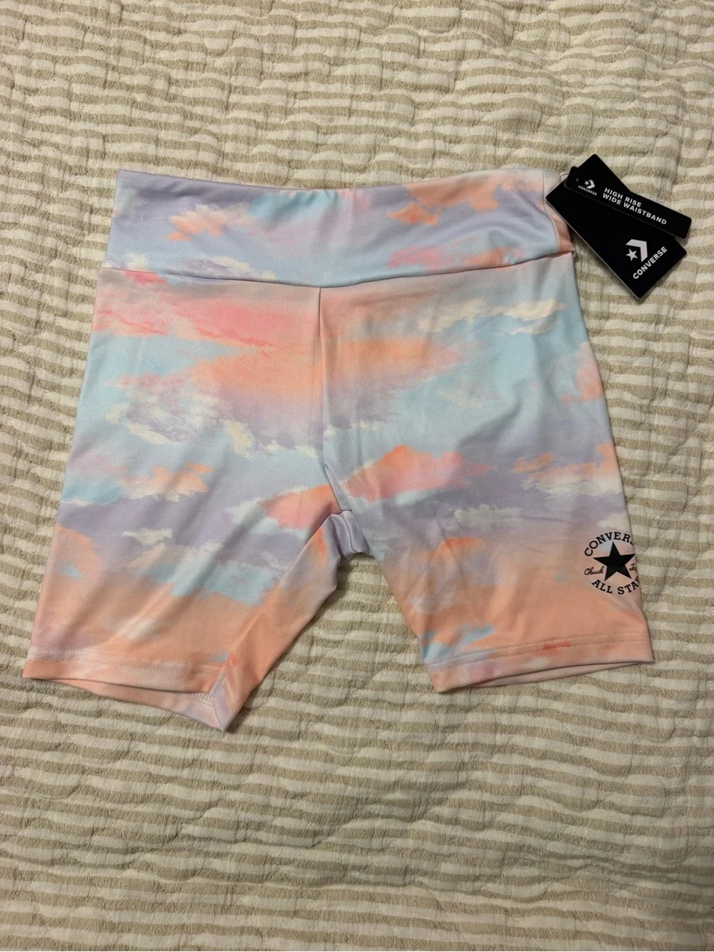 Converse Girls' White Pastel Tie-Dye & White Arizona Bike Shorts